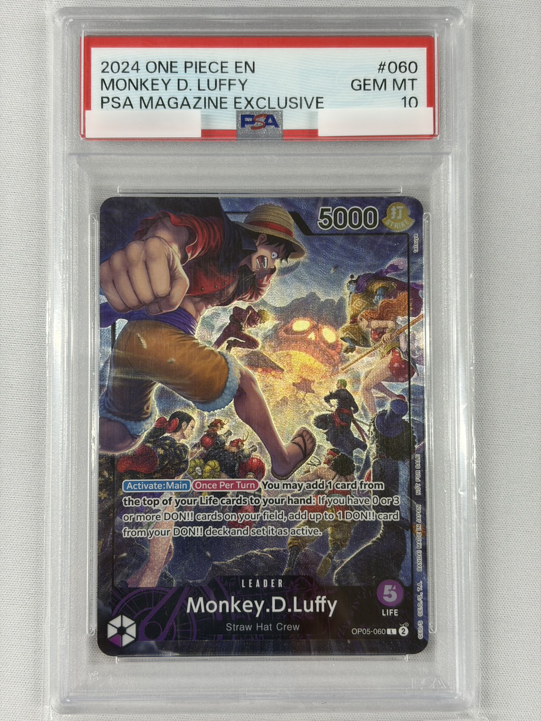 【PSA10】モンキー・D・ルフィ(英語版/illust:tatsuya)【L】【OP05-060】